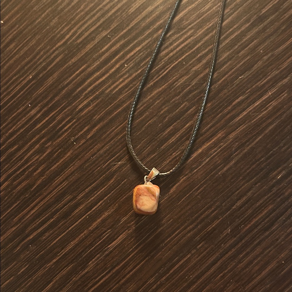 Crystal/Stone Tan Pendant Necklace